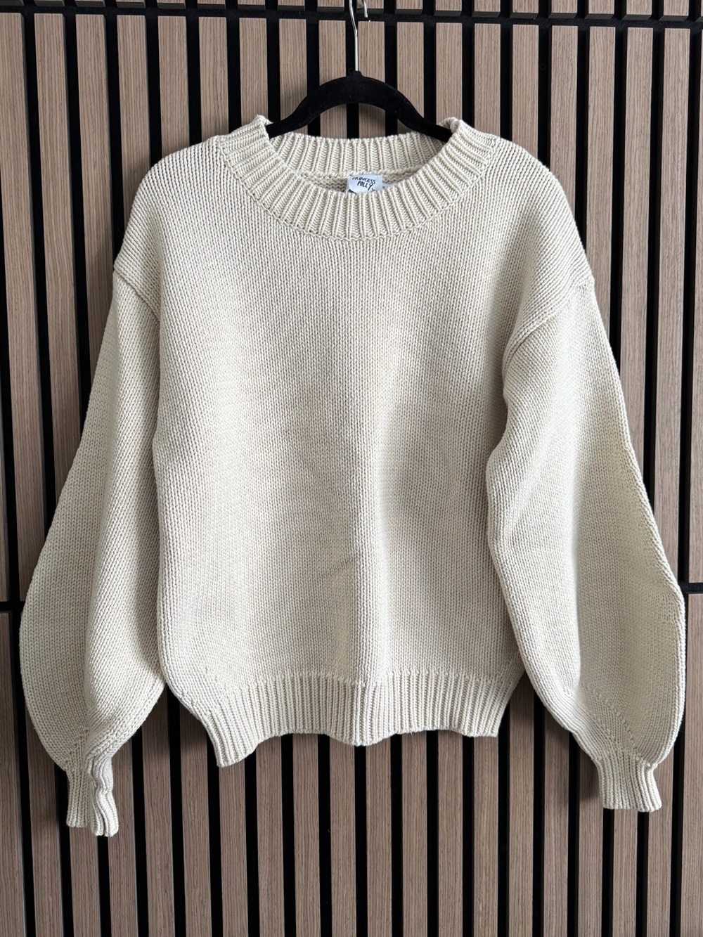 Princess Polly Harmony Cream Balloon Sleeve Crew Sweater